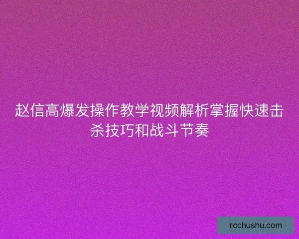 赵信高爆发操作教学视频解析掌握快速击杀技巧和战斗节奏